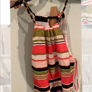 Milly Pink/Ivory/Green High Neck Blouse